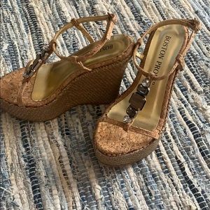 Boston Proper Jewel Embellished Wedge Sandals